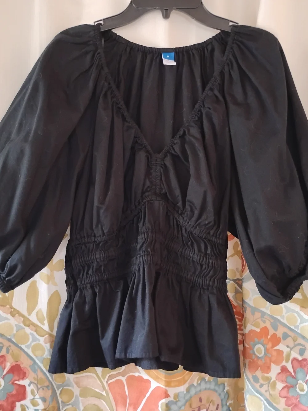 Black Peasant-Style Blouse - Old Navy